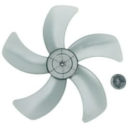 16 Inch Plastic Fan Blade Replacement for Pedestal Fans,5 Leaves with Nut Cover,Easy Install,Low Noise,High Temperature Resistant,Black or White